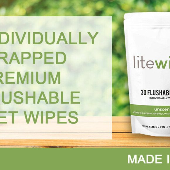 Litewipes Individual Flushable Wipes Unscented 30 Single Wrapped Wet Wipes - Picture 3 of 5